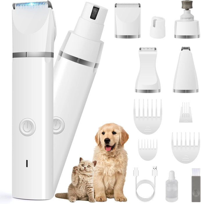 4 in 1 Dog Clippers Grooming Kit with Paw Hair Trimmer for Cat Pet