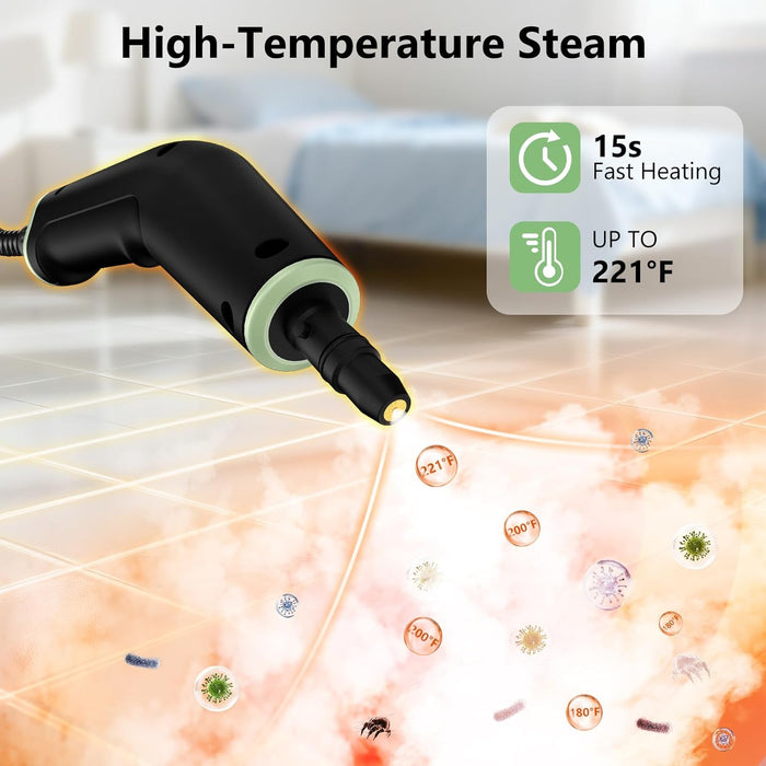 Steam Cleaner, Portable Steamer for Cleaning with 16pcs Accessories, 6-Level Adjustable and 15s Heat-Up, Handheld Steam 