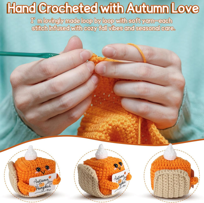 Thanksgiving Fall Decor Mini Pumpkin Pie Crochet Doll, Small Autumn Season Holiday Pumpkin Items Plush Gift, Cute Hallow