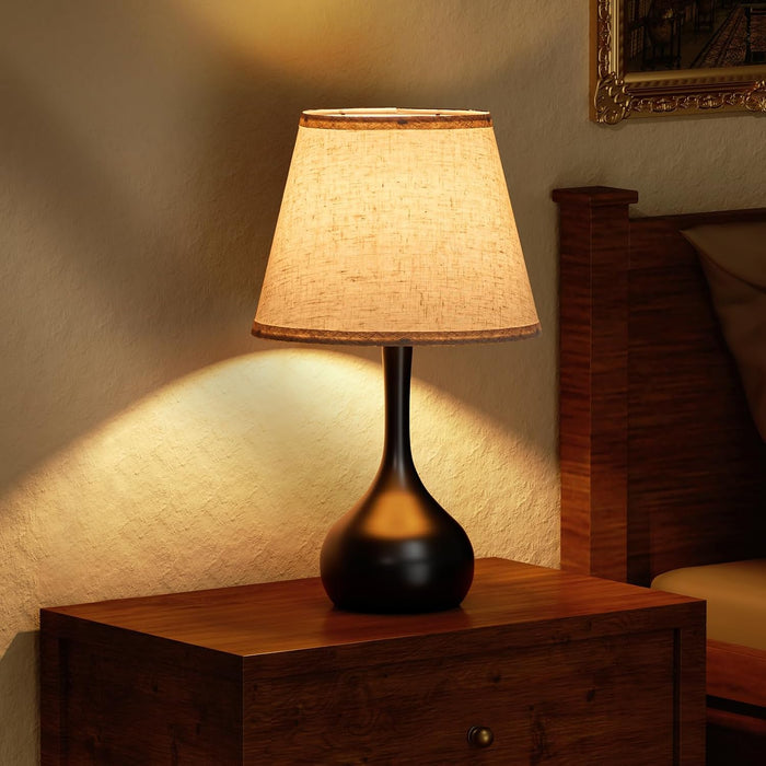 Touch Bedside Lamp, Farmhouse 3-Way Dimmable Table Lamps for Nightstand with Fabric Shade, 17.32'' Desk Lamp for Reading, Bedroom, Livingroom, Office, Corded