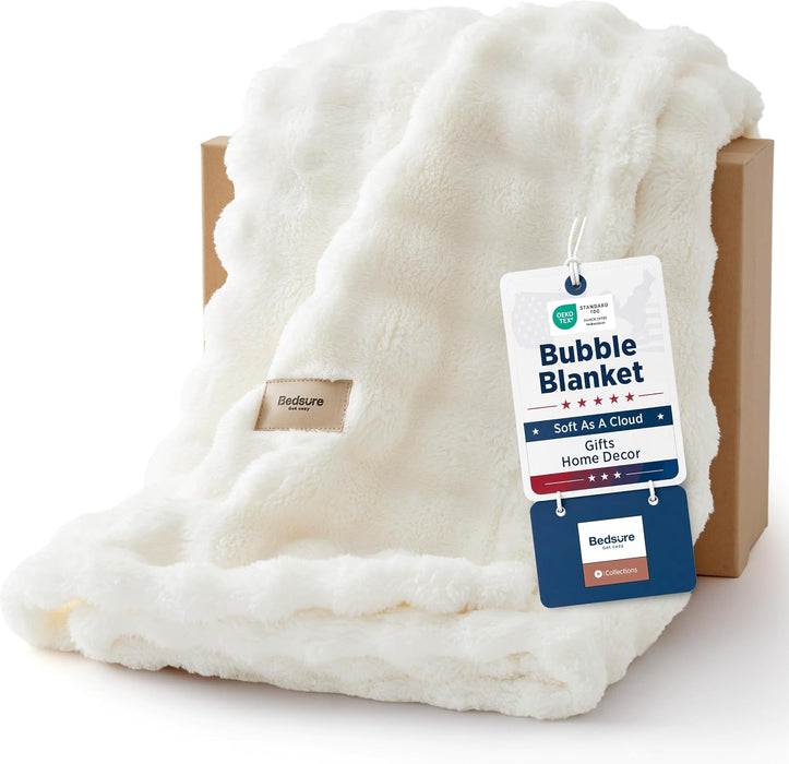 Cloud Bubble Blanket, Soft Cozy Throw, Off White, 50"×60"