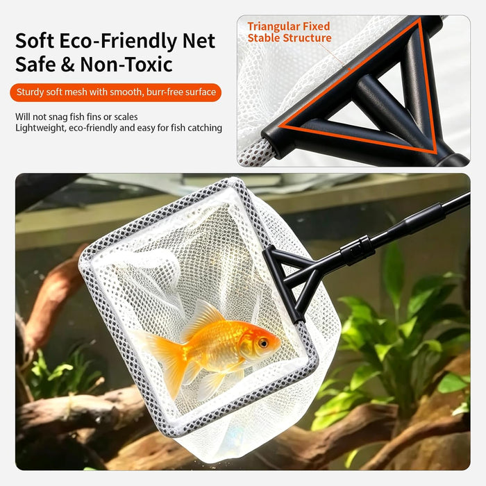 Aquarium Clean Tool 6 in 1 Fish Tank Cleaning Kit Algae Scraper Scrubber Pad Adjustable Long Handle Fish Tank Brush Clea