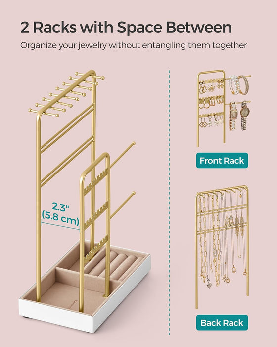 Jewelry Holder, Display Stand, Metal Frame, Velvet Tray