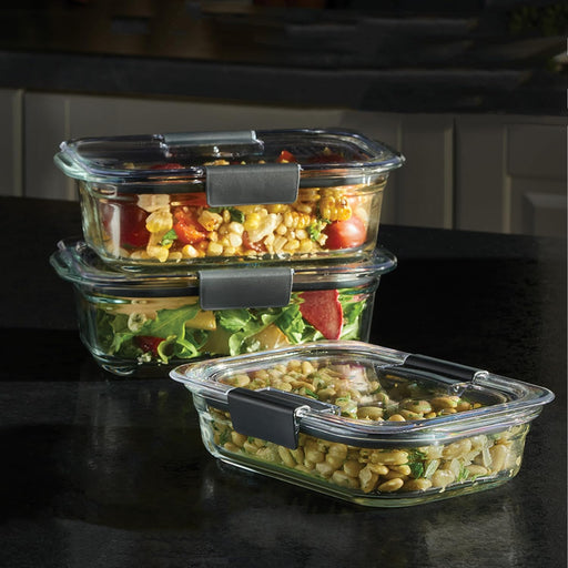 Brilliance Glass Food Storage Containers, Assorted Sizes, Set of 9, BPA-Free, Leak-Proof, Clear