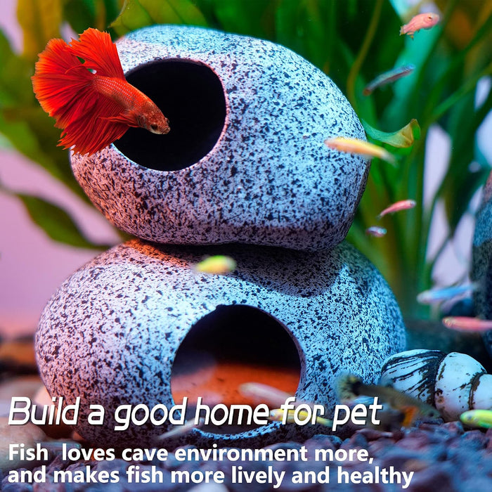 Betta Fish Tank Rock Cave Decor Aquarium Accessories, Medium