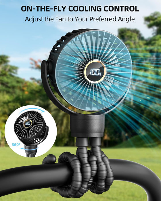 Portable Stroller Mini Fan, Small Rechargeable Personal Fan, Baby Travel Essentials for Wagon, Car Seat, Treadmill, Batt