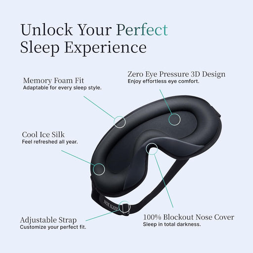 3D Sleep Mask for Men, 100% Blackout Eye Mask for Sleep, Ice Silk Adjustable Sleeping Mask for Side Sleepers, Soft Breat