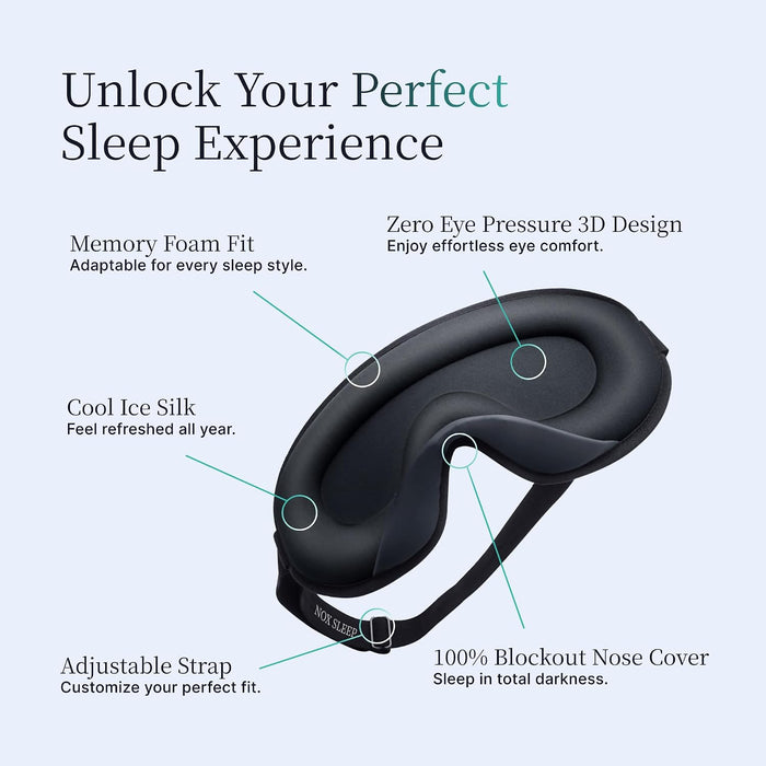 3D Sleep Mask for Men, 100% Blackout Eye Mask for Sleep, Ice Silk Adjustable Sleeping Mask for Side Sleepers, Soft Breat