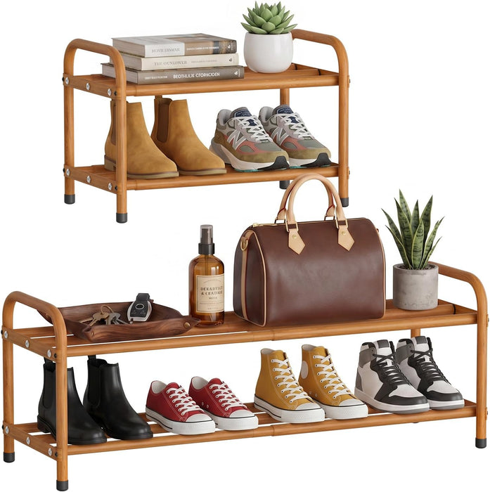 2-Tier Expandable Metal Shoe Rack for Closet & Entryway
