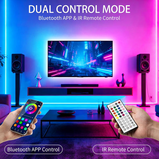 LED Strip Lights,RGB Music Sync Color Changing Led Lights with Smart App Control Remote & Remote Control,LED Lights for Bedroom,Room Essentials,Sense of Atmosphere Decorations(50FT-1Roll)
