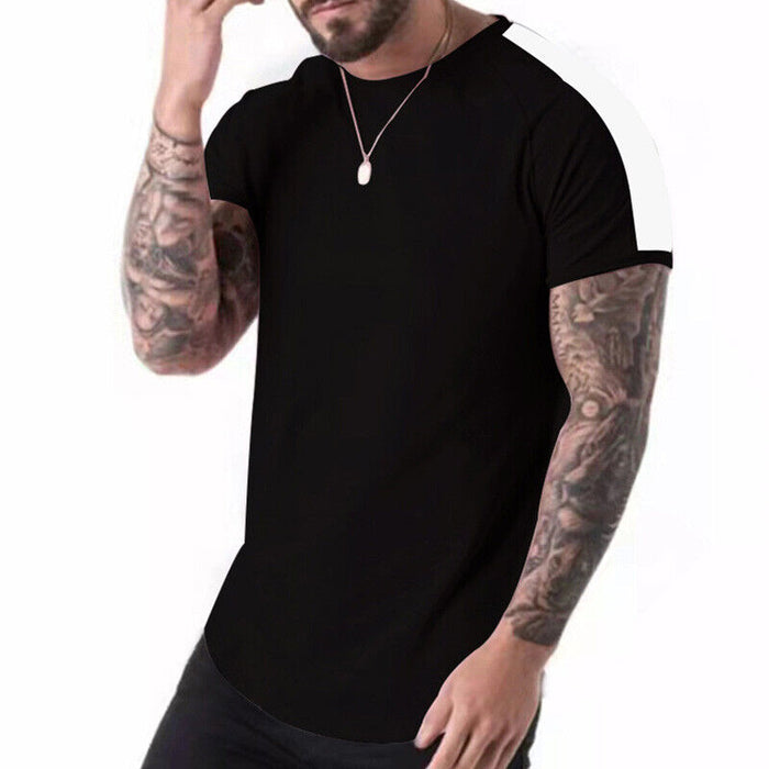 Mens Casual round Curved Hem T-Shirt Men Sport Fashion Short Sleeve T Shirts