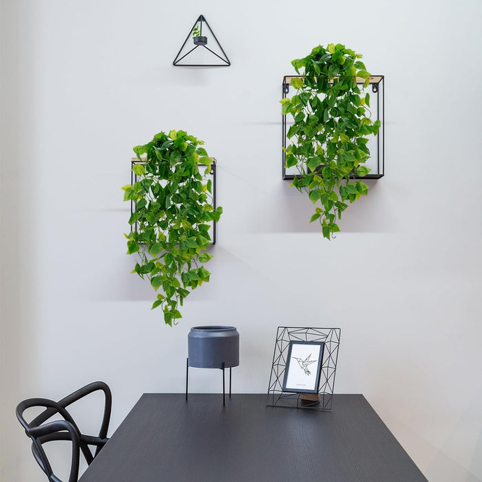 Fake Hanging Plants, 2pcs Artificial Pothos Vines Faux Plants Greenery for Wall Home Living Room Office Indoor Outdoor D