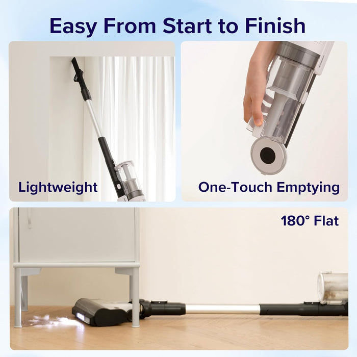 Cordless Vacuum Cleaner, Stick Vac with Tangle-Resistant Design, up to 50 Minutes, Powerful Suction, Rechargeable, Lightweight, and Versatile for Carpet, Hard Floor, Pet Hair, LVAC-200