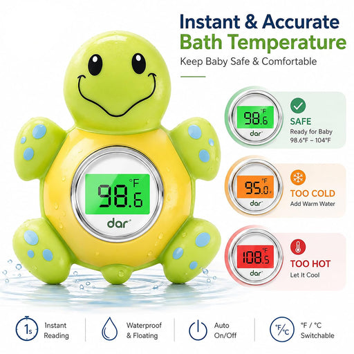 Baby Bath Thermometer for Tub,Floating Digital Water Temperature Thermometer with Instant Accurate Reading,3-Color Safety Light,Auto On/Off for Newborn,Infant & Toddler