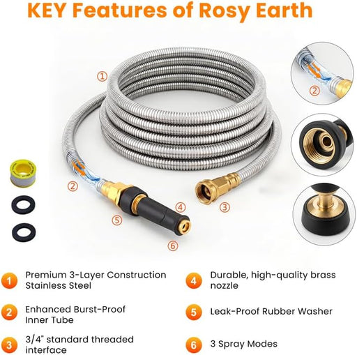 100 FT Garden Hose Expandable, 304 Stainless Steel Water Hose