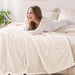 Large 3D Fleece Throw Blanket for Couch, Ivory