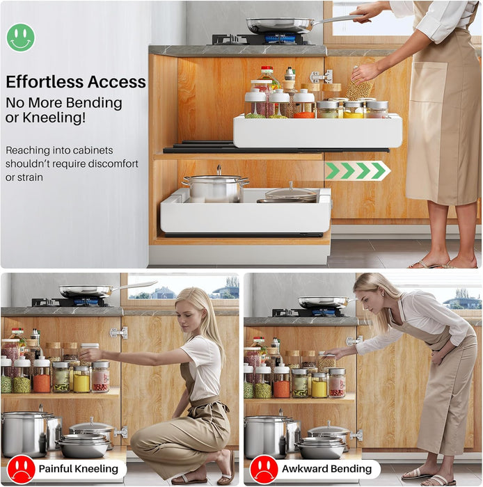 Pull out Cabinet Organizer, 2-pack, Expandable(12"-20") Heavy Duty Slide out Drawers Fixed with Adhesive Nano Film for P