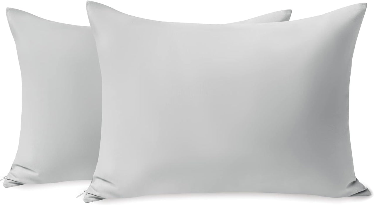 Toddler Pillowcase 2 Pack with Zipper,Silky Soft Microfiber 13" x 18" Kids Travel Pillow Cases,Gray