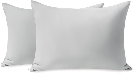 Toddler Pillowcase 2 Pack with Zipper,Silky Soft Microfiber 13" x 18" Kids Travel Pillow Cases,Gray