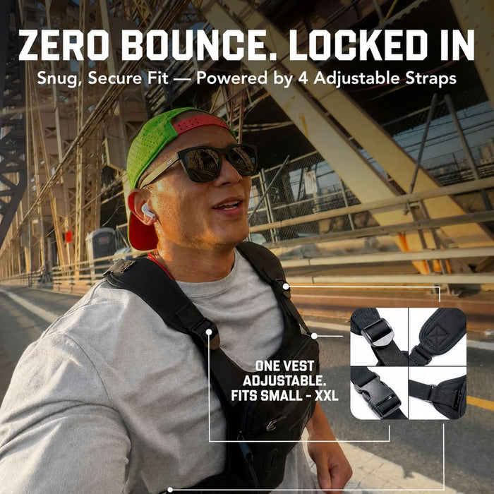 Water Resistant Running Vest Chest Pack, Phone Holder for Running, Lightweight Training Pack with Reflective Detail