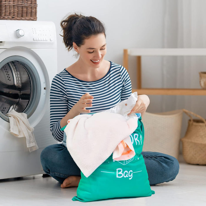 2 Pcs Large Travel Laundry Bags - Waterproof Wet/Dry, Washable, Drawstring, Bathing Suit, Workout, Gym Clothes, Swimming
