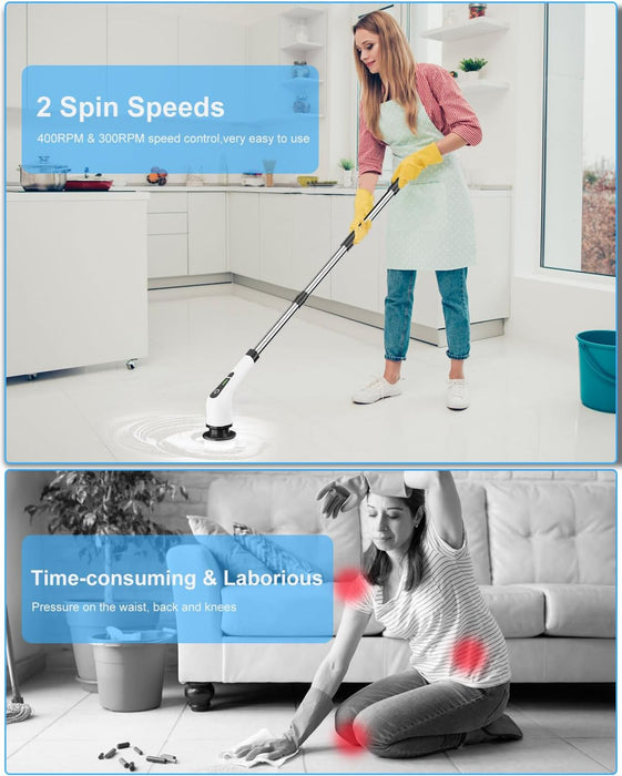 Electric Spin Scrubber, Bathroom Shower Cleaning Brush with Long Handle