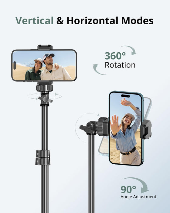 62" Phone Tripod, Extendable Selfie Stick with Wireless Remote