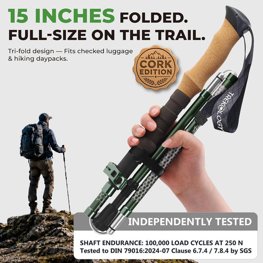 Trek-Z Hiking Trekking Poles, Walking Stick for Men, Women, 2pc