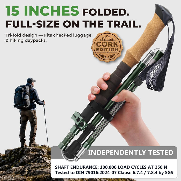 Trek-Z Hiking Trekking Poles, Walking Stick for Men, Women, 2pc