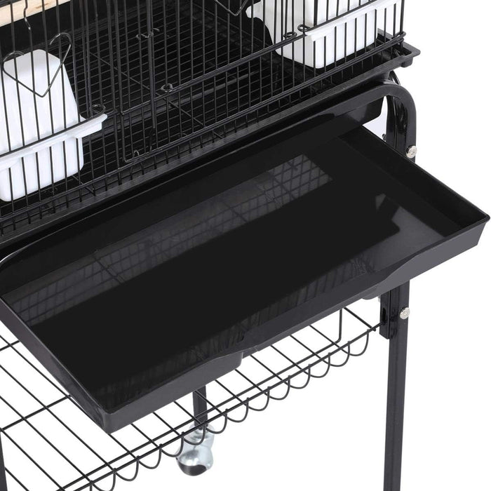 Bird Cage 64'' Medium Small Parrot Parakeet Bird Cages with Detachable Rolling Stand for Parrot Lovebirds Finches Parakeets Budgie Parrotlet Conures, Pet Flight Birdcage