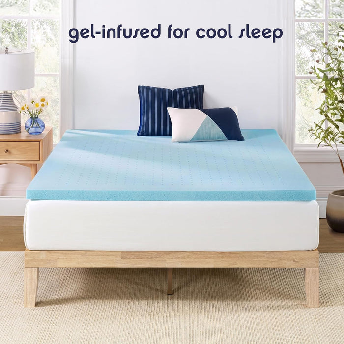 1.5 Inch Ventilated Memory Foam Mattress Topper, Cooling Gel Infusion, CertiPUR-US Certified, Dorm Essentials, Full