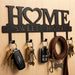 Entryway Wall Key Holder with 5 Hooks, Metal Key Rack Wall Mount for Keys, Bags and Leashes, Decorative Organizer for Entryway, Mudroom or Hallway, Sweet Home Design, 9.8 inches, Black