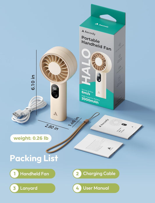 Mighty Portable Fan, Powerful Handheld Fan, USB Rechargeable