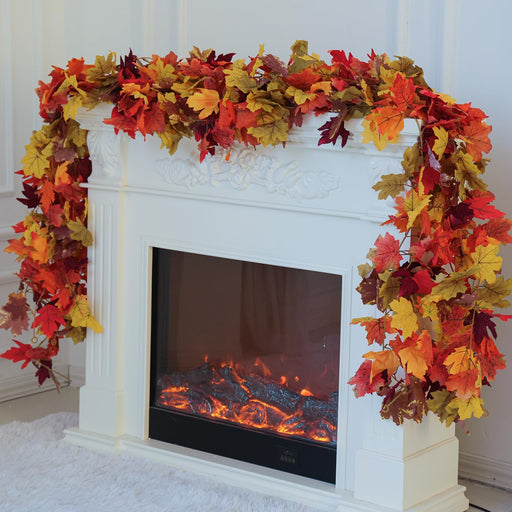 6PCS Fall Maple Leaves Garland, 5.6Ft Artificial Maple Leaf Autumn Garland Hanging Fall Vines Table Decorations Front Do