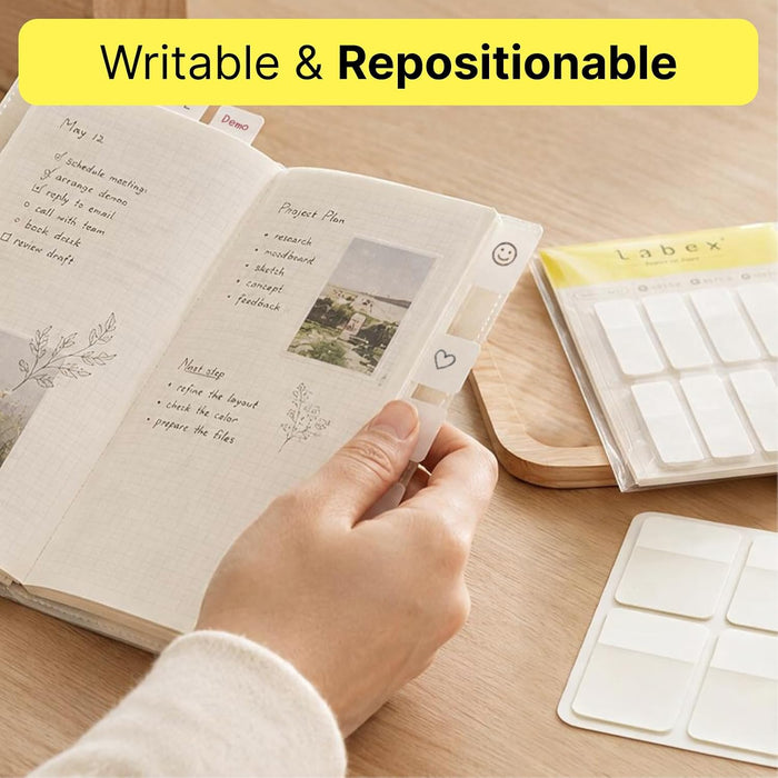 280 Pcs White Sticky Index Tabs for Notebook