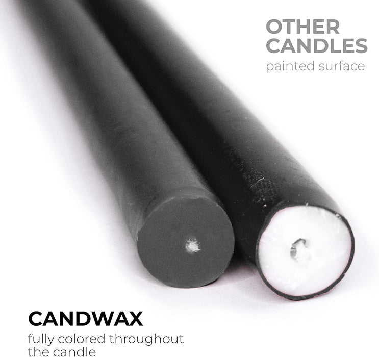 Black 12 inch Taper Candles Pack of 4 - Unscented Smokeless Dripless Tall Candle Sticks - Perfect for Home Decor, Specia