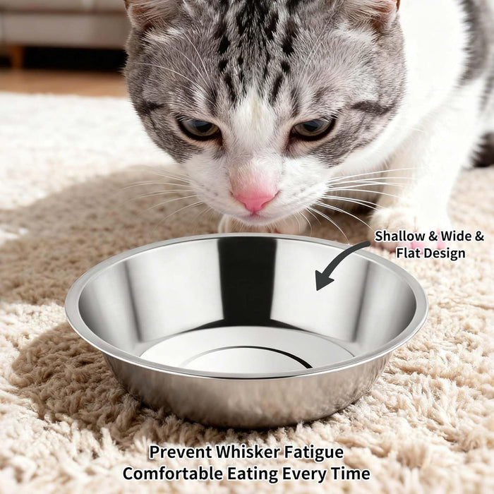 6PCS 5.6" Stainless Steel Whisker Friendly Cat Food & Water Bowls