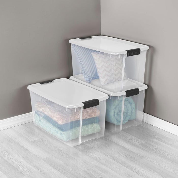 Ultra Latch Box with Lids for Home and Office, 70 Quart, 4-Pack