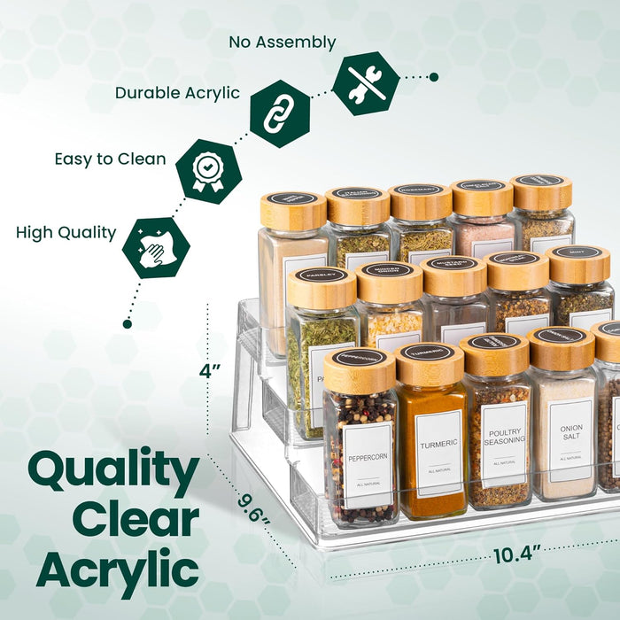 Clear Acrylic 3-Tier Spice Rack, Cabinet Pantry Organizer