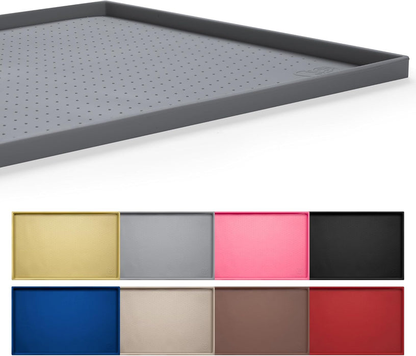Dog Feeding Mat,100% Waterproof BPA Free Silicone Pet Food and Water Bowl Placemat,Dishwasher, High Raised Edge to Preve