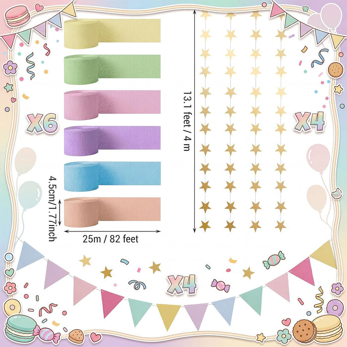 14 Pcs Pastel Party Decorations Set for Fancy Birthday Party