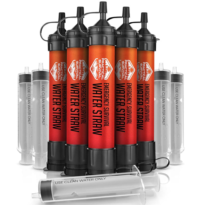 Reusable Emergency Water Filter Straws, 5-Pack