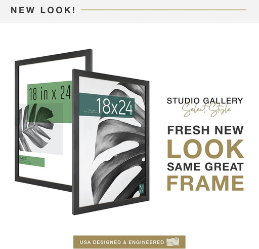 Studio Gallery Poster Frame, 18x24, Black Woodgrain, 1-Pack