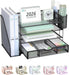 Desk File Organizer, 4 Tier Desktop Paper Letter Tray Organizer with Drawer and 2 Pen Holders, Office Desk Accessories &