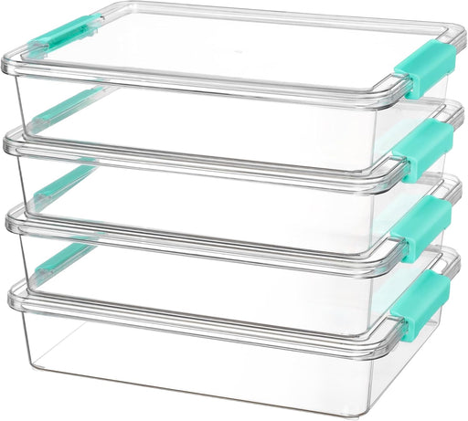 4 Pack 6 Qt Plastic Storage Bins with Lids, Clear Sensory Bins
