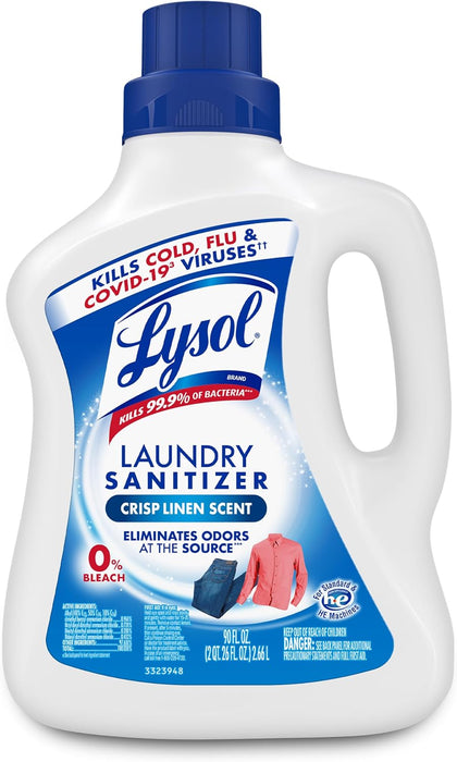 Laundry Sanitizer Liquid, Detergent Additive, Crisp Linen, 90oz