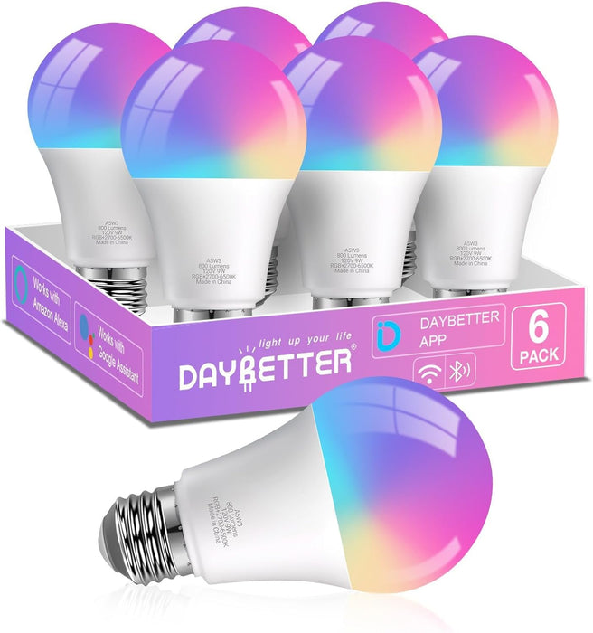 A19 E26 Smart Light Bulbs,Compatible with Alexa & Google Home