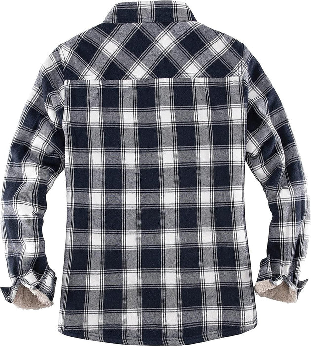 Womens Sherpa Lined Flannel Jacket with Hand Pockets