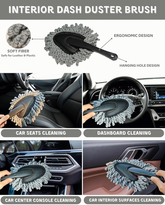 18Pcs Professional Car Interior Detailing Kit All-in-One Cleaning Tools for Windows, Dashboard, Vents, Windshield Cleane