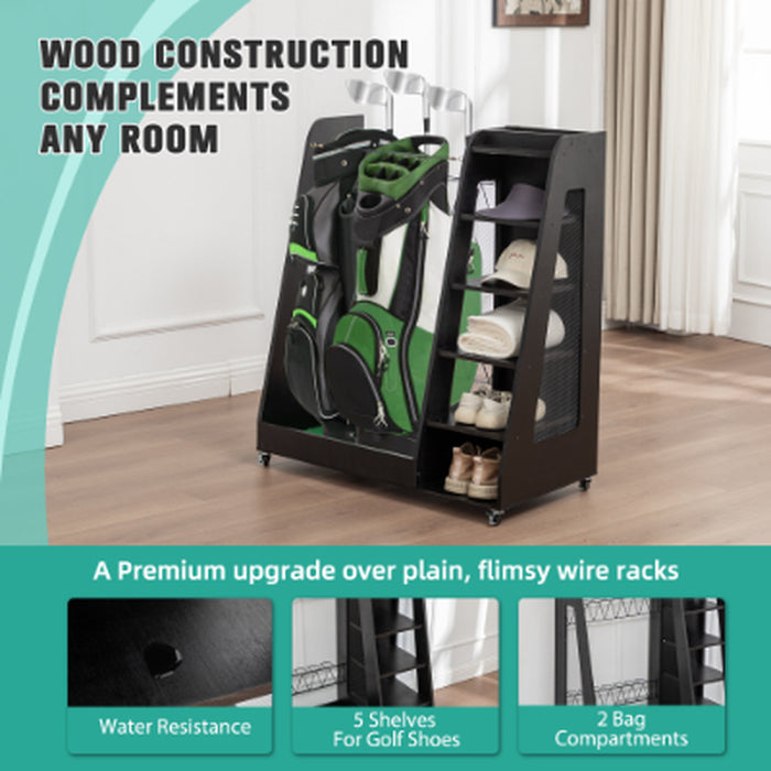 Two-Bag Wooden Golf Storage Rack